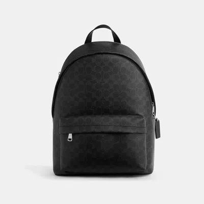 Coach Outlet Taylor Backpack In Signature Canvas In Silver/black Signature