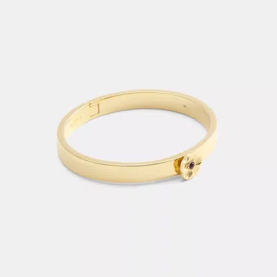 Coach Outlet Tea Rose Hinged Bangle In Gold