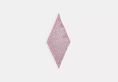 Coach Outlet Tea Rose Print Silk Diamond Scarf In Purple