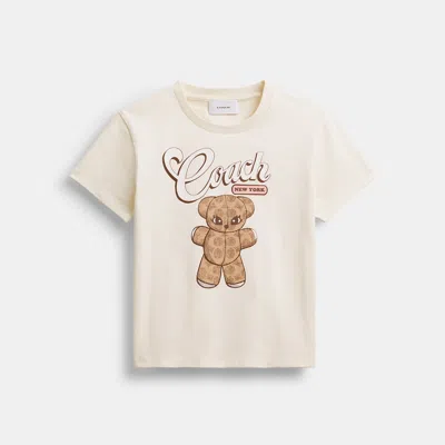 Coach Outlet Teddy Stuffie T-shirt In Organic Cotton In White