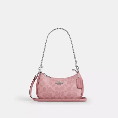 Coach Outlet Teri Mini Crossbody Bag In Signature Canvas In Pink
