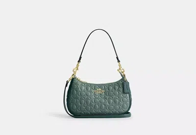 Coach Outlet Teri Shoulder Bag In Blocked Signature Leather In Green