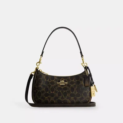 Coach Outlet Teri Shoulder Bag In Loved Signature Canvas With Charms In Black