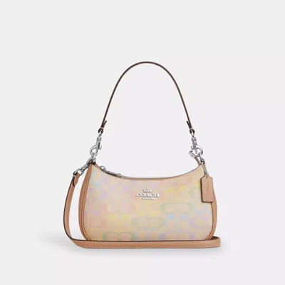 Coach Outlet Teri Shoulder Bag In Rainbow Signature Canvas In Silver