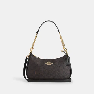 Coach Outlet Teri Shoulder Bag In Signature Canvas In Brown