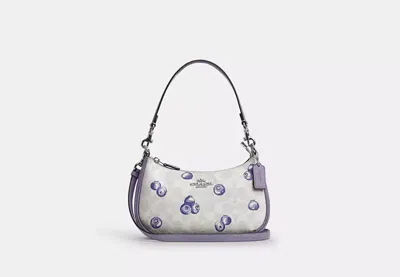 Coach Outlet Teri Shoulder Bag In Signature Canvas With Blueberry Print In Purple