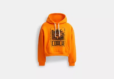 Coach Outlet The Lil Nas X Drop Cropped Pullover Hoodie In Orange