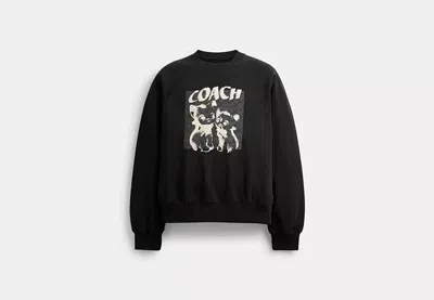 Coach Outlet The Lil Nas X Drop Signature Cats Crewneck Sweatshirt In Black