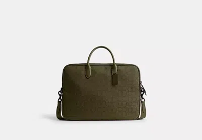 Coach Outlet Theo Work Bag In Signature Jacquard In Green