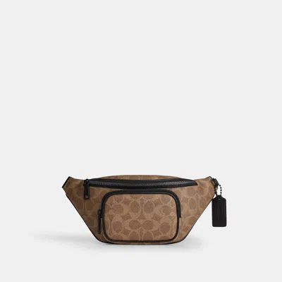 Coach Outlet Travis Belt Bag 30 In Signature Canvas In Matte Black/tan Black