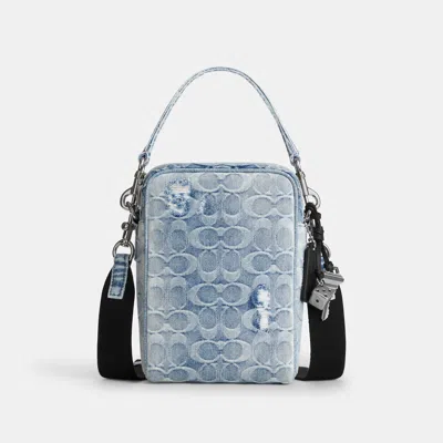 Coach Outlet Tristan Crossbody Bag 14 In Loved Signature Denim With Charms In Blue