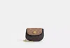 Coach Outlet Turnlock Card Case In Blocked Signature Canvas In Brown