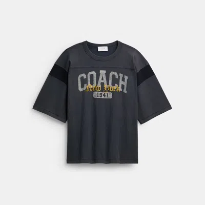 Coach Outlet Twisted Heritage Boxy T-shirt In Navy