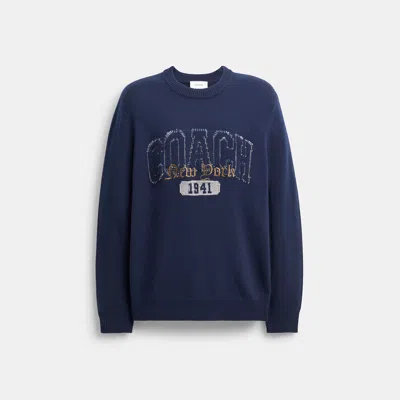 Coach Outlet Twisted Heritage Sweater In Navy