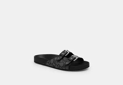 Coach Outlet Two Band Buckle Sandal In Signature Jacquard In Black