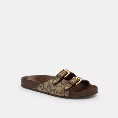 Coach Outlet Two Band Buckle Sandal In Signature Jacquard In Multi