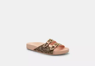 Coach Outlet Two Band Buckle Sandal In Signature Jacquard In Pink