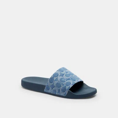 Coach Outlet Udele Sport Slide In Regenerative Cotton Signature Denim In Blue