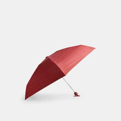 Coach Outlet Uv Protection Mini Umbrella In Signature Print In Silver/crimson