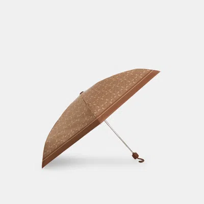Coach Outlet Uv Protection Mini Umbrella In Signature Print In Silver/tan/brown