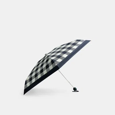 Coach Outlet Uv Protection Mini Umbrella With Gingham Print In Silver/black Multi