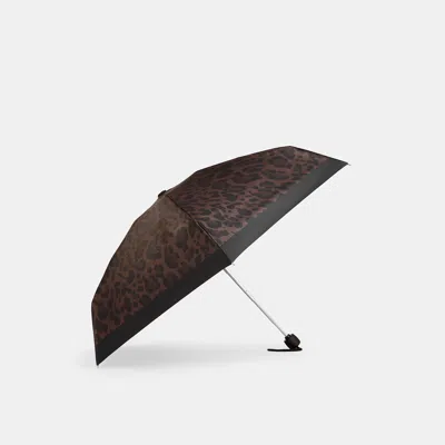 Coach Outlet Uv Protection Mini Umbrella With Leopard Print In Silver/dark Leopard