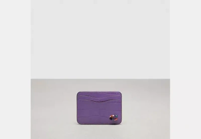 Coach Outlet Wavy Card Case In Croc Embossed Coachtopia Leather In Purple