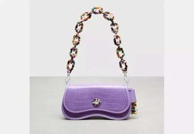 Coach Outlet Wavy Dinky Bag In Croc Embossed Coachtopia Leather In Purple