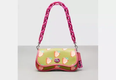 Coach Outlet Wavy Dinky In Coachtopia Leather With Strawberry Print In Green