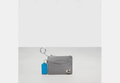 Coach Outlet Wazy Zip Card Case With Key Ring In Coachtopia Leather In Gray