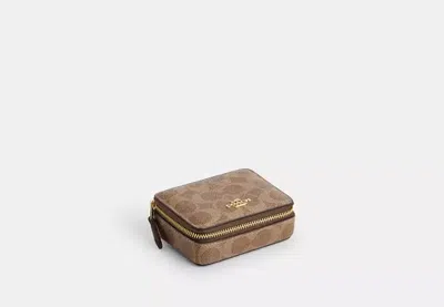 Coach Outlet Weekly Pill Box In Signature Canvas In Gold