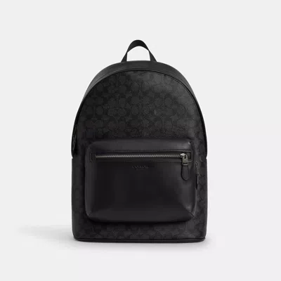Coach Outlet West Backpack In Signature Canvas In Black