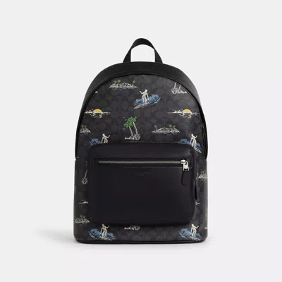 Coach Outlet West Backpack In Signature Canvas With Surf Print In Multi