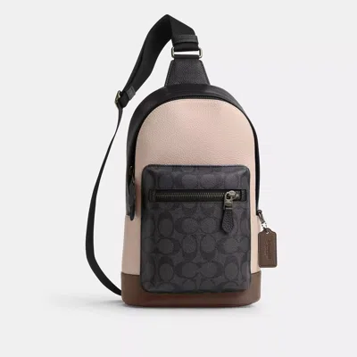 Coach Outlet West Pack In Colorblock Signature Canvas In Multi