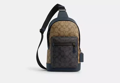 Coach Outlet West Pack In Colorblock With Signature Canvas In Brown