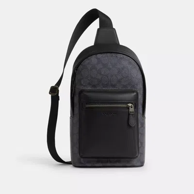Coach Outlet West Pack In Signature Canvas In Grey