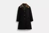 COACH OUTLET WOOL COAT WITH SHEARLING COLLAR