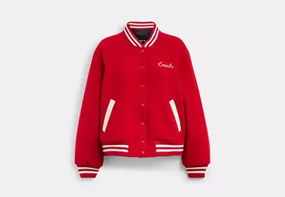 Coach Outlet Wool Varsity Jacket In Red