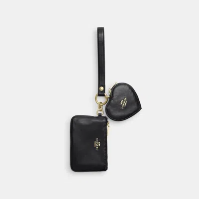 Coach Outlet Wristlet And Heart Pouch In Gold/black