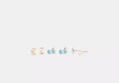 Coach Outlet Z Initial Stud Earrings Set In Rose Gold