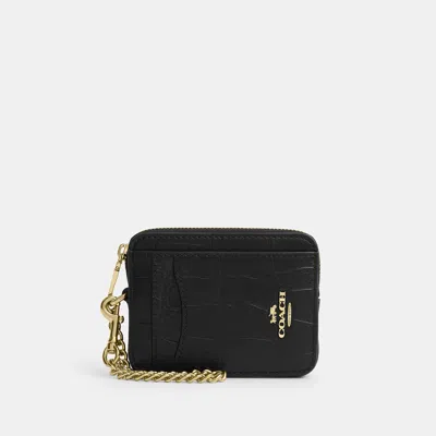 Coach Outlet Zip Card Case In Gold/black