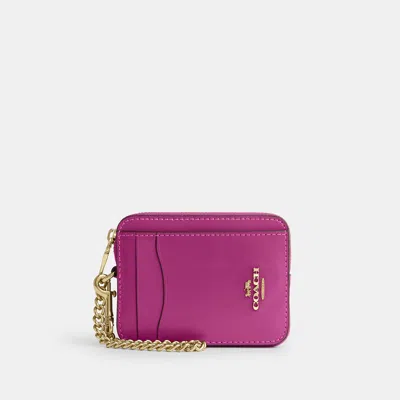 Coach Outlet Zip Card Case In Im/magenta