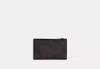 Coach Outlet Zip Card Case In Blocked Signature Canvas In Brown