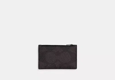 Coach Outlet Zip Card Case In Blocked Signature Canvas In Brown