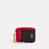 Coach Outlet Zip Card Case In Signature Canvas In Brown