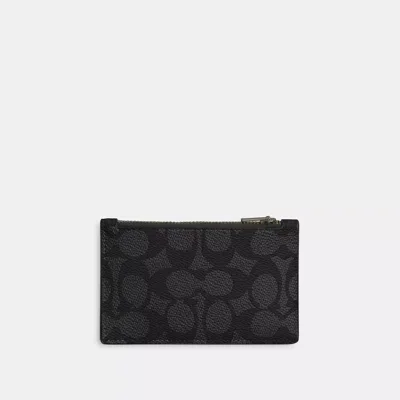 Coach Outlet Zip Card Case In Signature In Grey