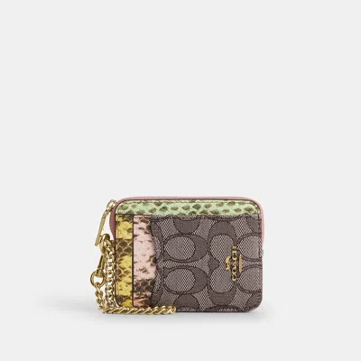Coach Outlet Zip Card Case In Signature Jacquard