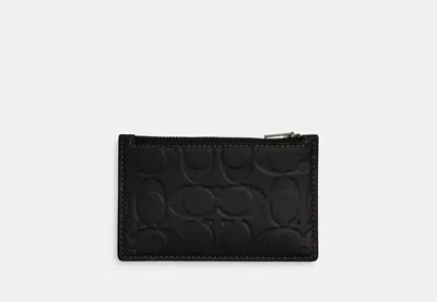 Coach Outlet Zip Card Case In Signature Leather In Black
