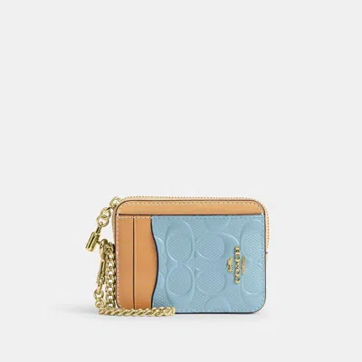 Coach Outlet Zip Card Case In Signature Leather With Charm