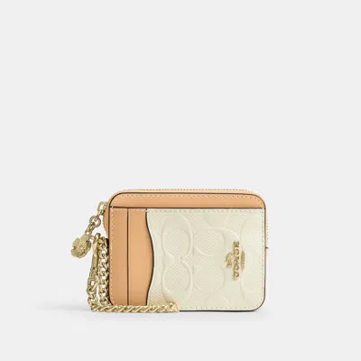 Coach Outlet Zip Card Case In Signature Leather With Charm